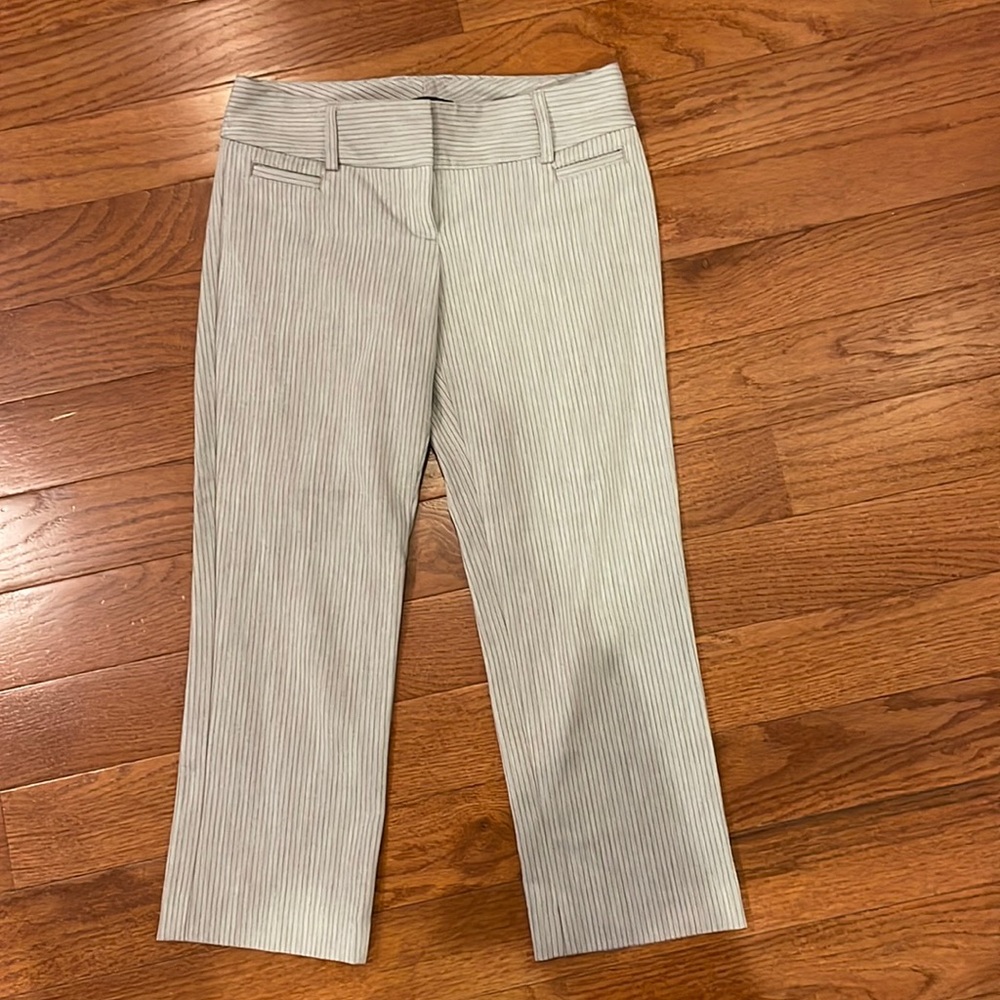 Express 00 gray pinstripe ankle cropped pants